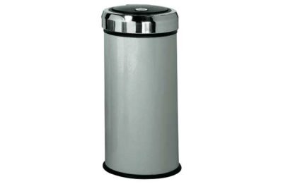 HOME 30 Litre Matt Black Press Top Bin - Silver.